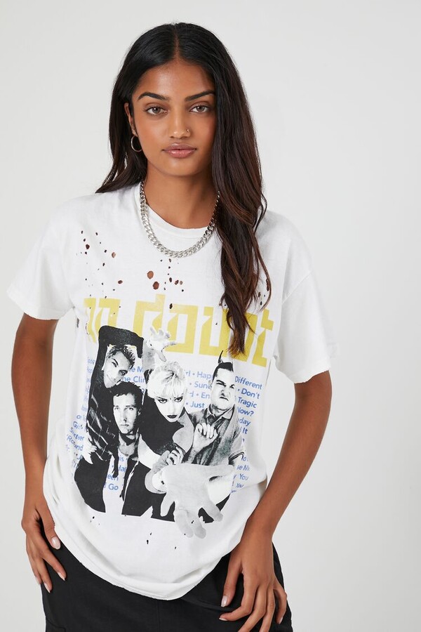 Forever 21 Women's No Doubt Oversized Graphic T-Shirt in White, Size S/M -  ShopStyle
