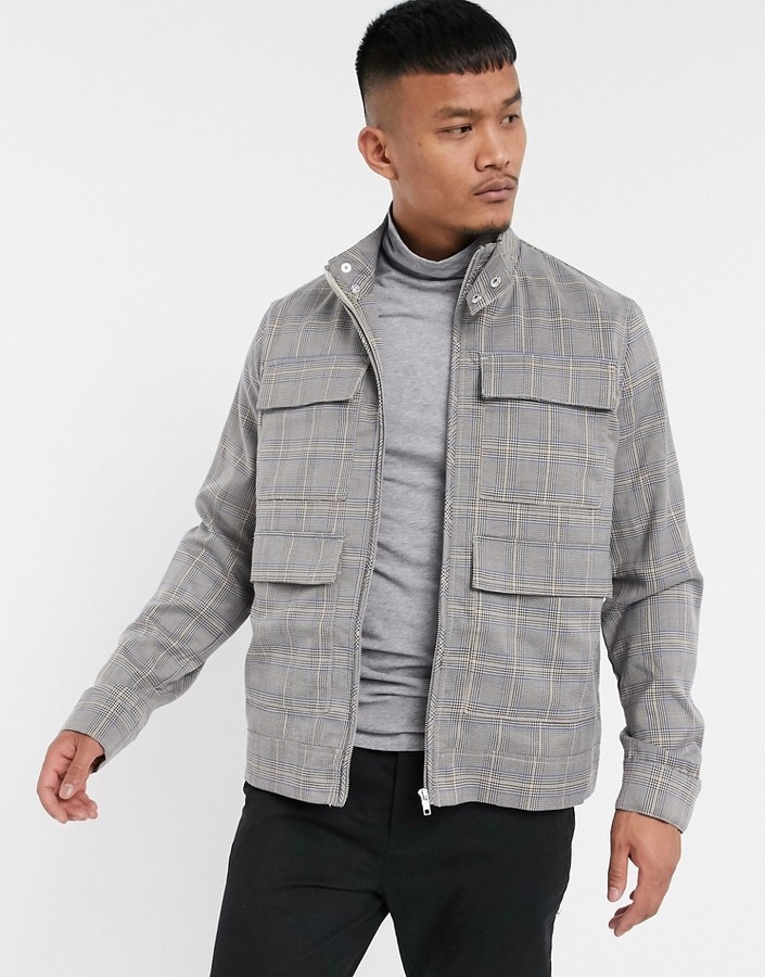 checked harrington jacket