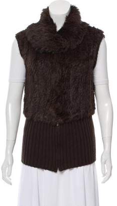 Pinko Knit-Accented Fur Vest