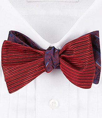 Daniel Cremieux Reversible Paisley Stripe Combo Silk Bow Tie