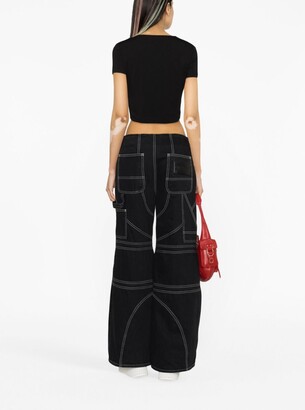 Rotate by Birger Christensen crystal-embellished cropped T-shirt
