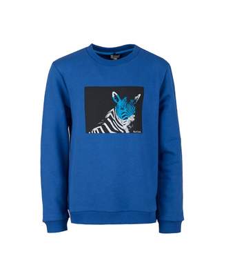 Paul Smith Shady Zebra Print Sweat Colour: MID BLUE, Size: Age 8