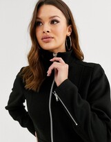 Thumbnail for your product : ASOS Tall ASOS DESIGN Tall swing coat with zip front detail in black