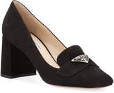 Thumbnail for your product : Prada Suede Logo Loafer Pumps