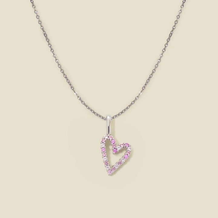 Made By Mary Pink CZ Heart Charm Necklace