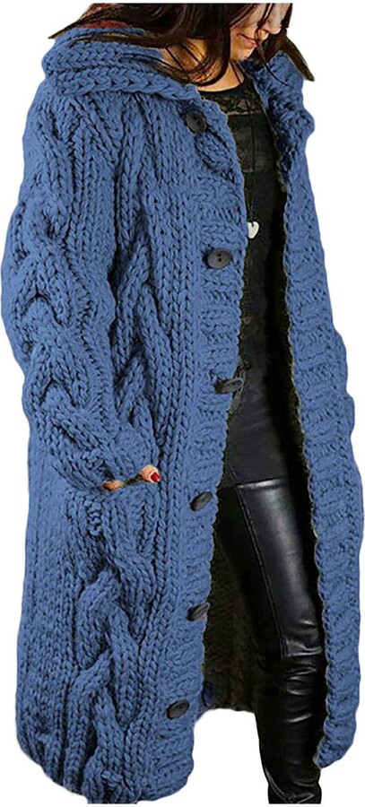 Loose Cardigan Plus Size Hooded Cardigans Knitted Hooded Cardigan