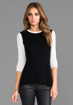 Thumbnail for your product : Autumn Cashmere Hi Lo Color Block Button Back Sweater