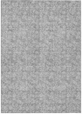 HomeRoots 9' X 12' Silver And Ivory Floral Washable Indoor Outdoor Area Rug