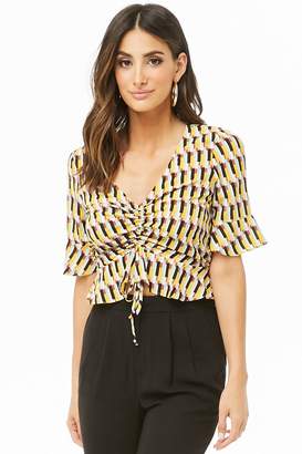 Forever 21 Ruched Crepe Geo Top