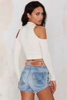 Thumbnail for your product : Nasty Gal Factory Cold Smolder Ribbed Crop Top