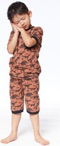 Thumbnail for your product : Deux Par Deux Organic Cotton Two Piece Short Pajama Set Chocolate Dinosaur Print - Brown
