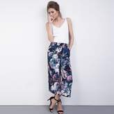 Thumbnail for your product : Abigail London - Silk Floral Print Kitty Culottes Navy