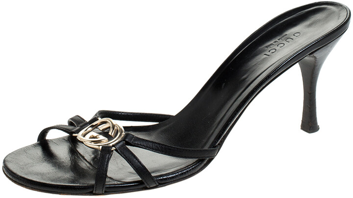 gucci black strappy heels