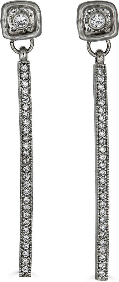 Loni Paul Jewelry Silver Crystal Bar Earrings