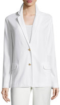 Thumbnail for your product : Joan Vass Two-Button Pique Blazer, White, Plus Size