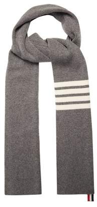 Thom Browne Stripe-detail ribbed-knit cashmere scarf