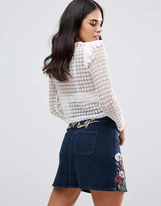 Goldie After Light Long Sleeved Lace Top With Lace Detail