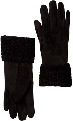 David & Young Faux Suede Knit Cuff Gloves