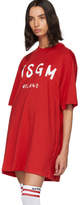 Thumbnail for your product : MSGM Red Paint Brushed Logo T-Shirt Dress