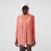 Thumbnail for your product : Burberry Gingham Silk Chiffon Pussy-bow Blouse