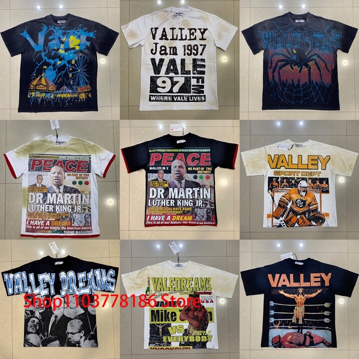 Vale T Shirts Men Women Couples 2025 Summer All-match Fashion Streetwear Original Label VALLEY Top Tee Round Neck Short Sleeve