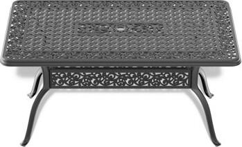 Astoria Grand L59.05*W35.43-Inch Cast Aluminum Patio Dining Table With Black Frame And Umbrella Hole(Only Including Table)