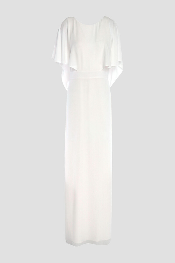 Cape-effect draped crepe gown