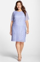 Thumbnail for your product : Tahari by Arthur S. Levine Embroidered Lace Shift Dress (Plus Size)