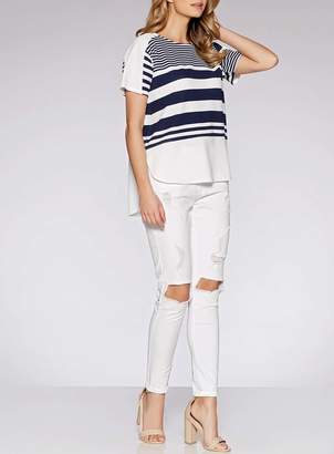 *Quiz Navy And White Striped Short Sleeve Top