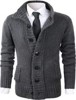 Thumbnail for your product : Benibos Men's Button Point Stand Collar Knitted Slim Fit Cardigan Sweater (S,CYMY )