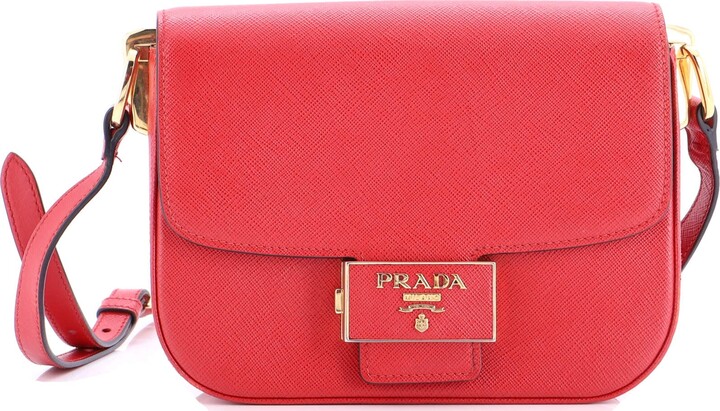 Prada Embleme Flap Bag Saffiano Leather Small
