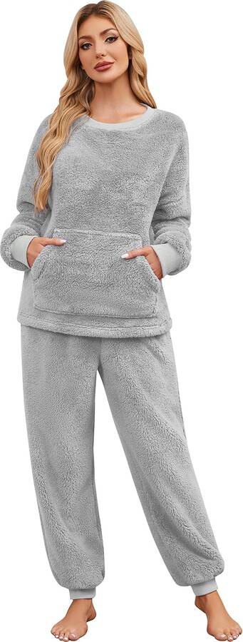 Snuggle Fleece Womens Grey Fleece Pyjamas Fleece Pajamas For Women