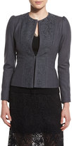 Thumbnail for your product : Elie Tahari Melody Lace-Panel Stretch-Knit Jacket, Carbon Melange