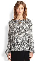 Thumbnail for your product : L'Agence Lace-Print Silk Blouse