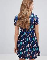 Thumbnail for your product : Yumi Belted Skater Dress In Brush Stroke Print