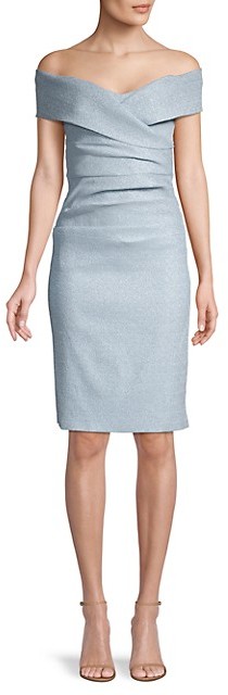 teri jon off the shoulder cocktail dress