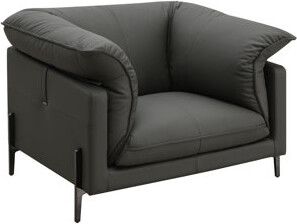 Wrought Studio Tadi Black Top Grain Leather Chair