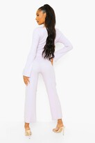 Thumbnail for your product : boohoo Rib Long Sleeve Belted Culotte Jumpsuit