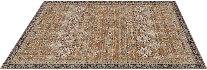KFFKFF Large Washable Area Rug, 8 x 10 ft Soft Carpet with Non-Slip and Tear-Resistant Design, Suitable for Pets and Children, Vintage Indoor Mat for Bedroom, Living Room, Kids Room, Office, Brown