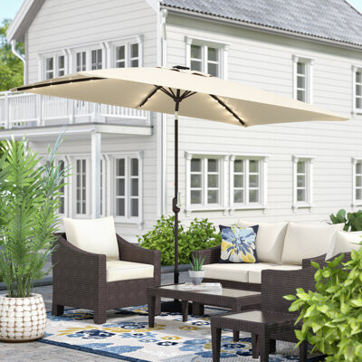 Red Barrel Studio Neoshia 10' X 6.5' Rectangular Lighted Umbrella