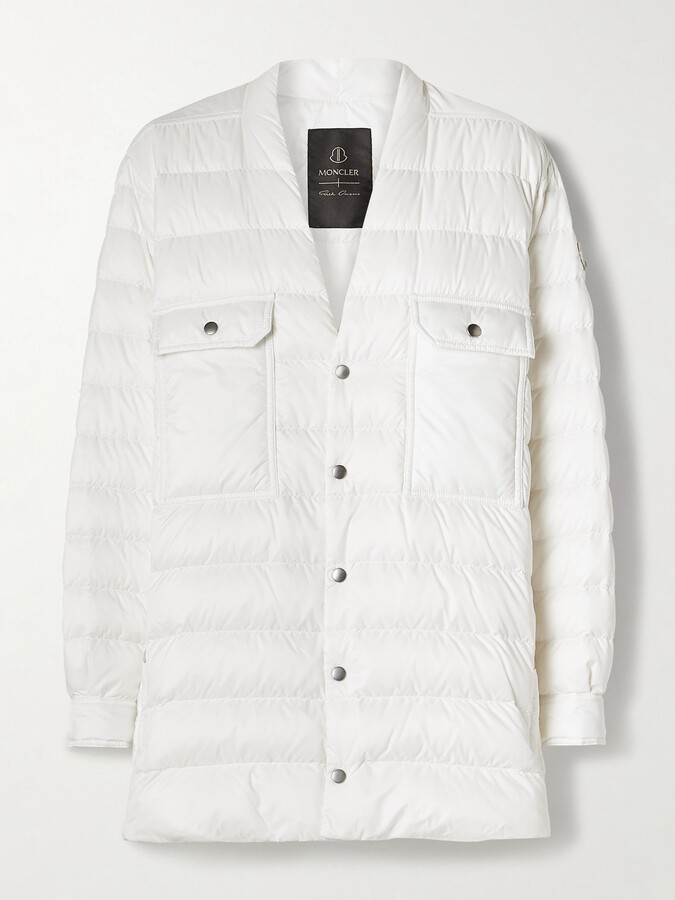 Rick Owens + Moncler Webbing-trimmed Quilted Shell Down Jacket - White