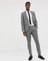 Thumbnail for your product : Burton Menswear skinny fit suit jacket in window pane check in red and grey