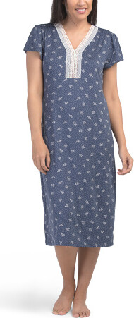 TJMAXX Short Sleeve V-Neck Floral Nightgown For Women, Spandex/Polyester