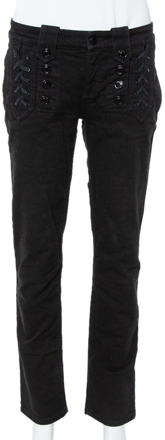 Gucci Black Denim Lace Up Detail Slim Fit Jeans M - ShopStyle