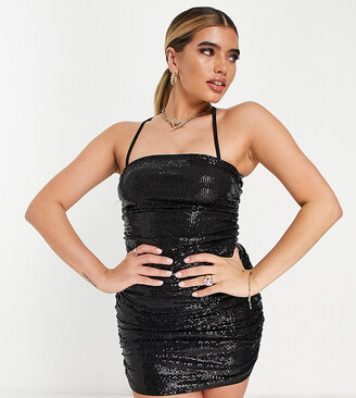 AsYou shimmer halter mini dress in black - ShopStyle