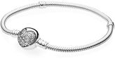 Thumbnail for your product : Pandora Moments Silver Bracelet with Sparkling Heart Clas