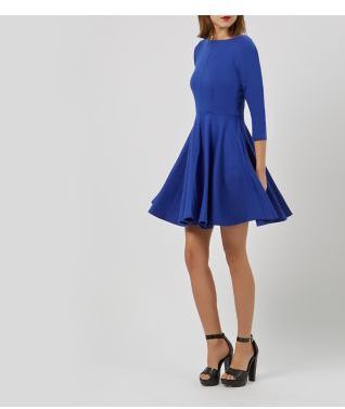 Closet Blue Flared 3/4 Sleeve Skater Dress