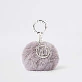 Thumbnail for your product : River Island Womens Grey faux fur pom pom keyring