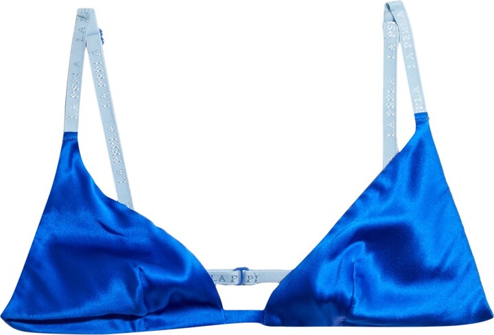 New Look embroidered push up bra in bright blue
