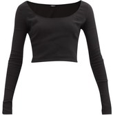 Thumbnail for your product : Versace Scoop-neck Jersey Crop Top - Black
